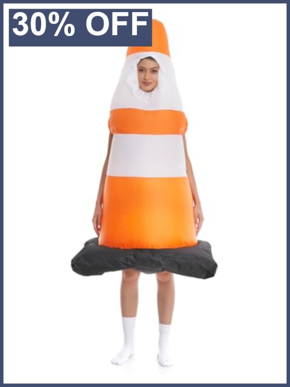 Inflatable Traffic Cone Costume 95% Polyester 5% Spandex Adult Halloween